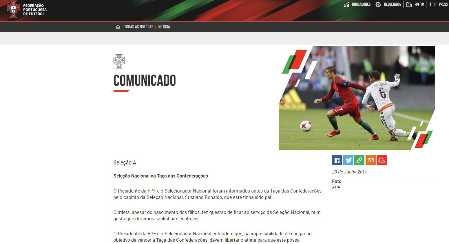 بەیاننامەی فیدراسیۆنی تۆپی پێی پۆرتوگاڵ