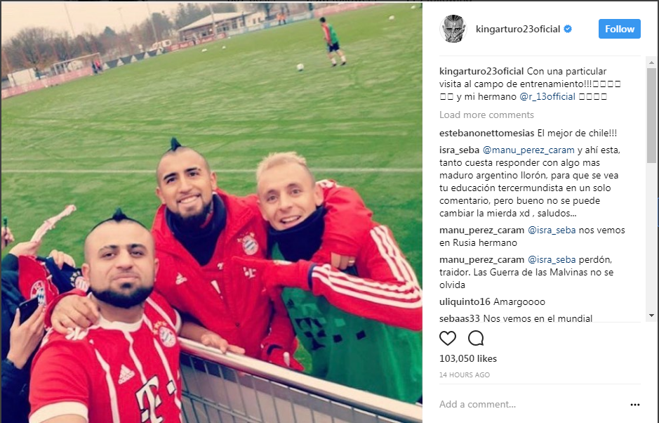 سێڵفی ڤیدالەکەی کوردستان لە هەژماری فەرمی ئارتۆرۆ ڤیدال لە ئینستاگرام