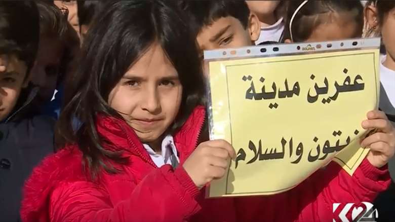 Kobanili öğrencilerden Afrin protestosu