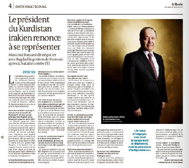 Le Monde'nin Barzani ile röportajı