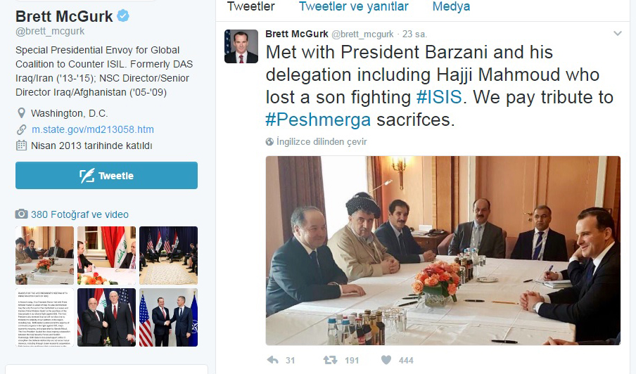 McGurk'un Twitter'dan paylaştığı mesajı