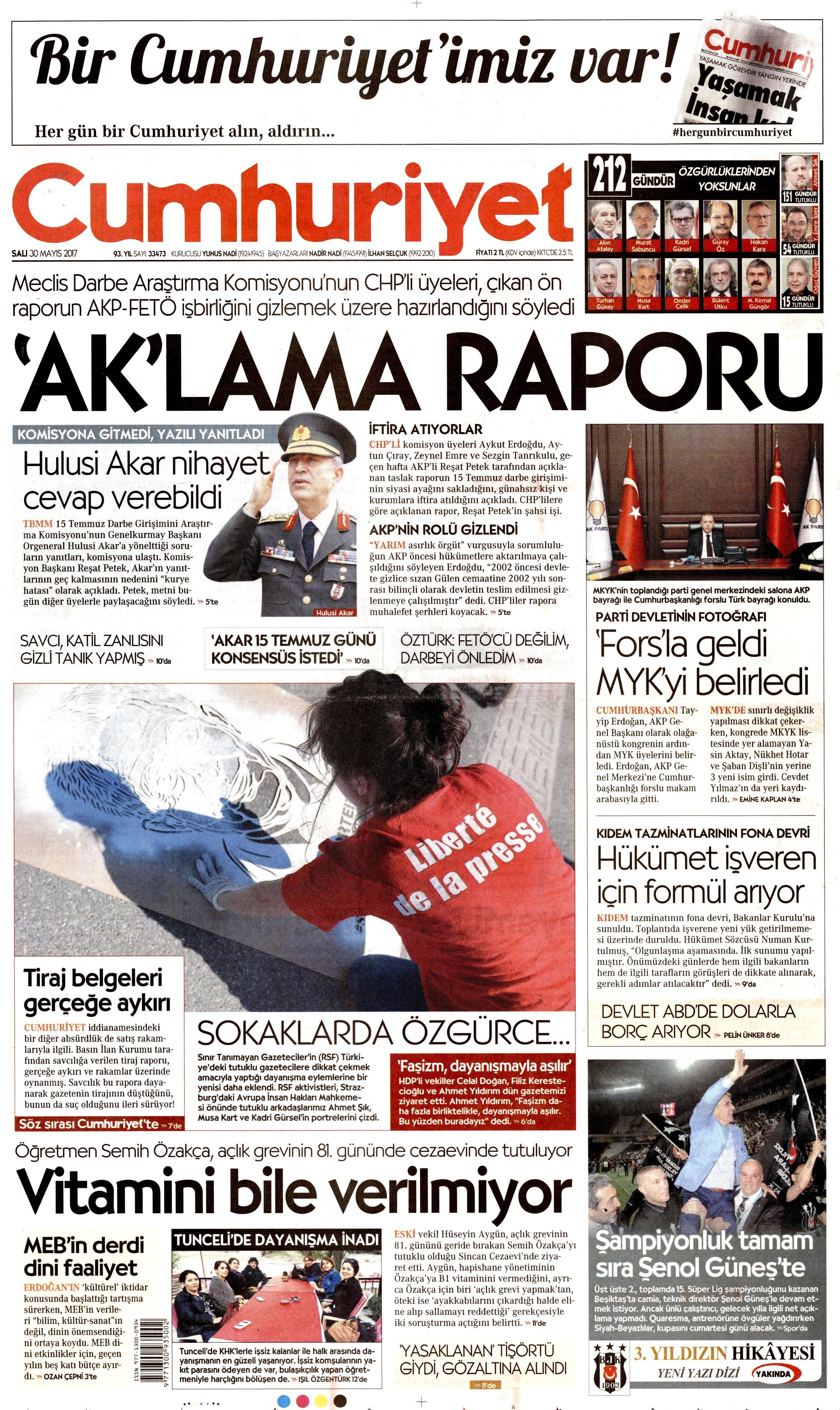 Türkiye manşetleri; 15 Temmuz raporunda cemaatlere kontrol vurgusu