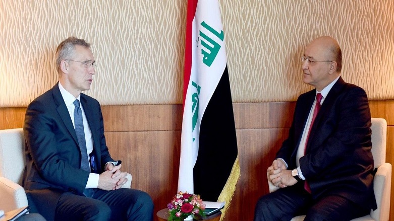 NATO Genel Sekreteri Jens Stoltenberg ve Irak Cumhurbaşkanı Berhem Salih görüşmesi