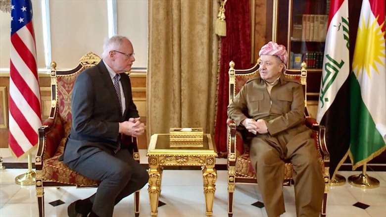 Masoud Barzani (Right) Ledaer of Kurdistan Democratic Party(KDP) meeting with Amb. James Jeffrey the United States Special Representative for Syria Engagement and the Special Envoy for the Global Coalition to Defeat ISIS, Dec. 7, 2019. (Photo: KDP)