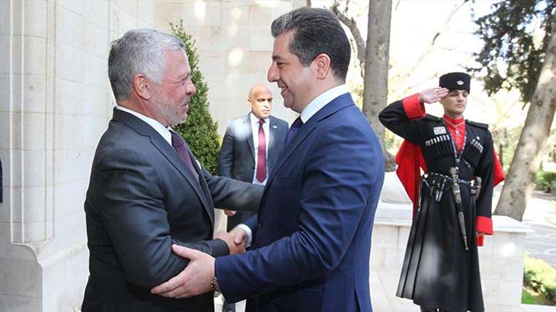 Prime Minister Masrour Barzani recived by His Majesty King Abdullah II at the Basman Palace. (Photo: KRG)